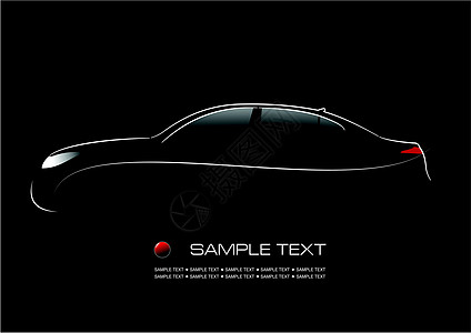 黑色背景的汽车白色轮廓 矢量插图机器品牌标识金属活力杂志技术身份窗户公司图片