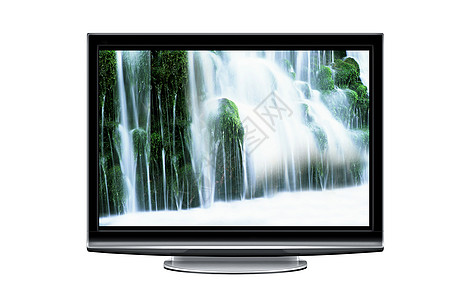 宽屏幕电视显示器 白色时与瀑布隔绝图片