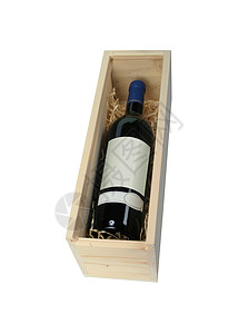 红酒瓶装在软影子的木箱中图片