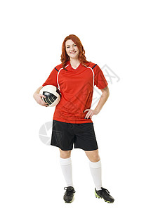 女足球员幸福竞技运动员足球鞋竞赛衣服白色头发表情享受图片
