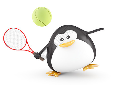 网球玩家运动球拍动物游戏企鹅背景图片