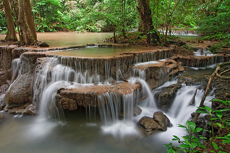 热带热带瀑水飞溅公园木头假期天堂衬套旅行运河气候溪流图片