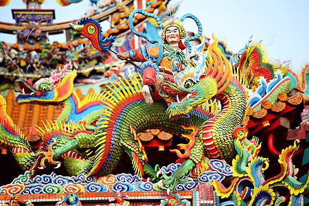 亚洲神庙龙艺术寺庙传统警卫庆典运气旅游力量雕像生物图片