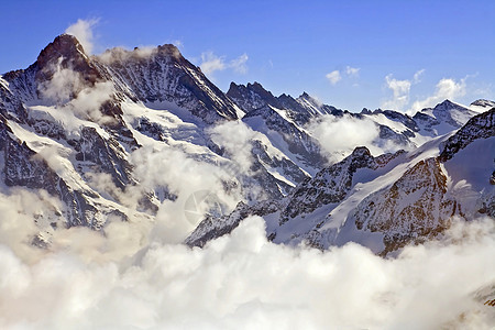 瑞士阿尔卑斯山高山多云地标草地滑雪全景冰川假期遗产世界图片