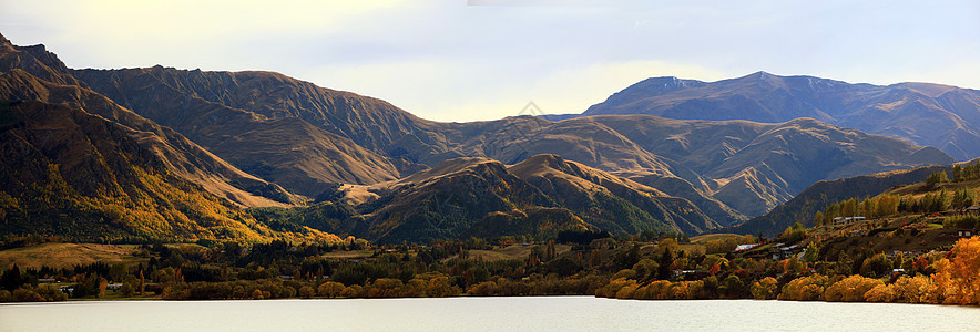 湖高山阿尔卑斯山山脉全景图片