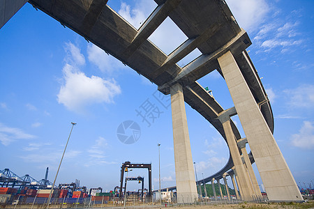 至集装箱港的集装箱高速公路运输景观沥青柱子城市水泥旅行建筑天花板石头图片