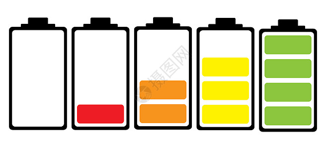 电池充电彩色图标力量收费技术碱性黑色来源电子产品插图红色黄色图片