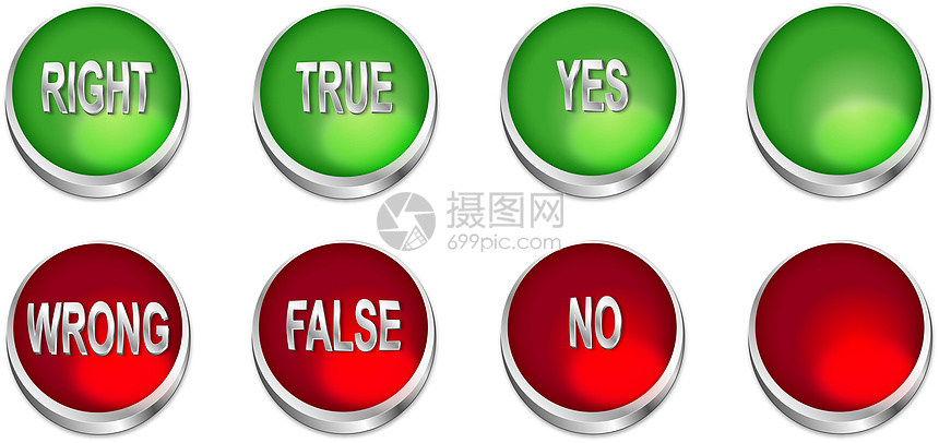 右对或错象形程式化空白红色文字绿色插图图片