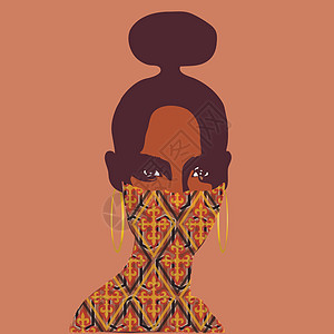 美丽的非洲妇女艺术女性黑色红色女士眼睛裙子头发商业文化图片