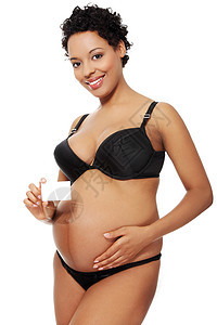 身穿黑内衣的孕妇女性女孩父母怀孕家庭肚子分娩身体母性婴儿图片