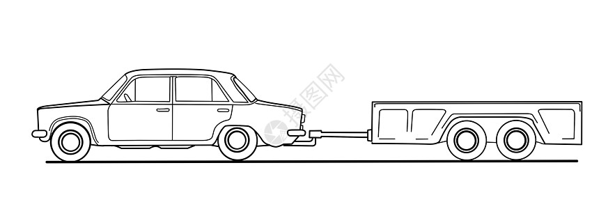 带有白色背景 矢量插图的汽车尾随器图片