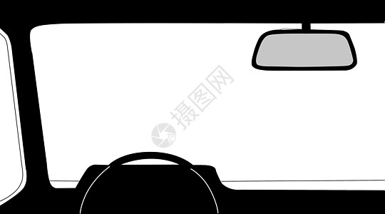白色背景的汽车沙龙光影 矢量插图内心夹子黑色艺术品镜子玻璃方向盘创造力绘画草图图片