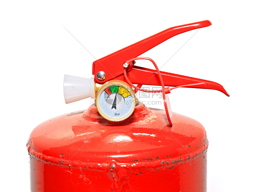 白色背景的红色灭火器火焰服务烧伤警告产品橡皮工具危险情况冒险图片