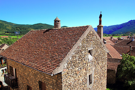 村的屋顶和山顶财产乡村村庄住宅石工建筑旅游住房框架国家图片
