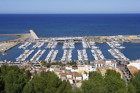 德尼亚阿利坎特 西班牙高端码头房屋建筑海滩海岸线港口蓝色全景旅行建筑学景观图片