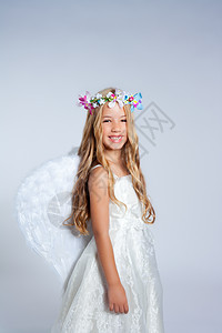 Angel儿童天使小女孩肖像和时装翅膀图片