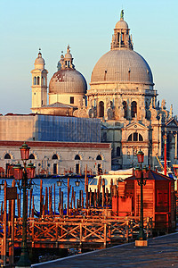意大利威尼斯 意大利风格教会旅游宗教历史性大教堂建筑学橙子景观码头图片