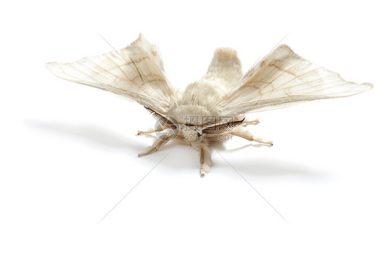 孤立的丝虫丝虫蝴蝶白色养蚕业编织蛴螬牙线织物宏观丝绸加工材料昆虫图片