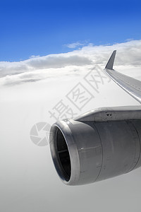 机翼飞机涡轮机飞行阳光水分涡轮航班天空地平线天堂青色蓝色运输背景图片