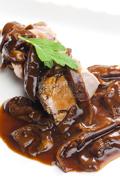 猪肉和牡蛎蘑菇营养静物香菜美食食物平菇盘子图片