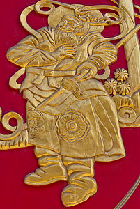 中国金墙红木美术作品装饰品金子建筑学房子艺术木头历史手工雕塑插图图片