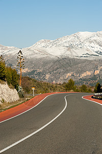 冬季公路山脊自行车孤独风景车道曲线图片