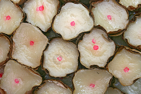 中国布丁 甜肉红色水饺圆形手工蜜饯文化节日甜点食物糖浆图片