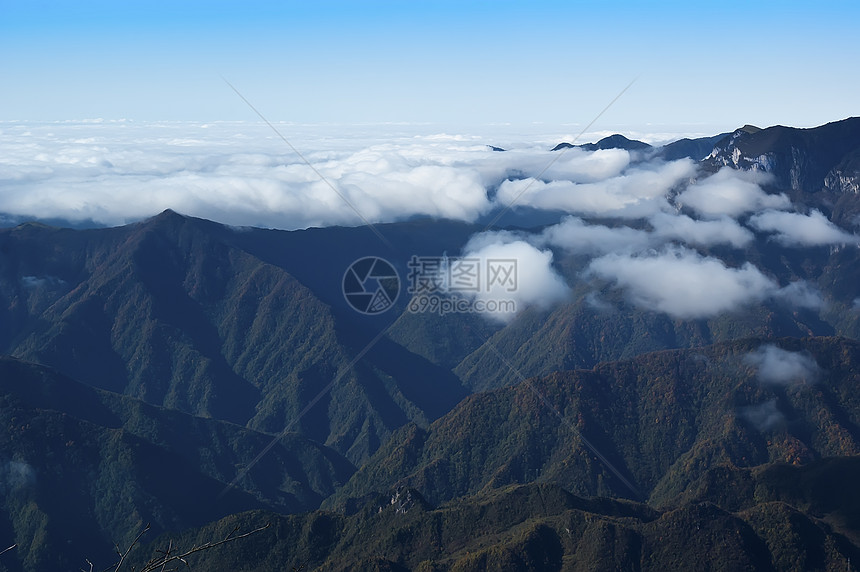 中国湖北申农家山地貌山脉树木旅游松树森林图片