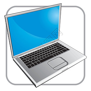 孤立的银银笔记本电子产品电脑技术教育办公室键盘插图屏幕互联网背景图片