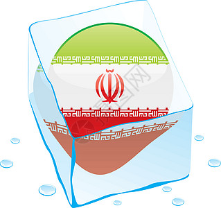冰冻在冰块中的 Iran 按钮旗背景图片