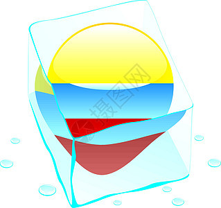冻在冰块中的 colombia 按钮旗帜背景图片