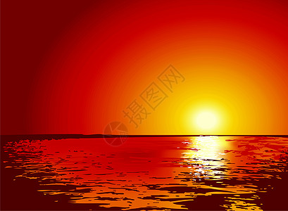 海中日落或日出 插图天空希望太阳橙子精神日落红色图片