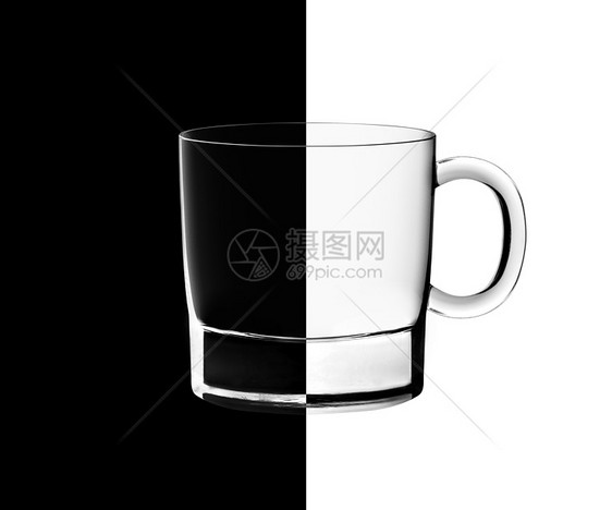 黑白两面的背光茶杯庆典部分玻璃饮食对角线液体作品杯子创造力饮料图片
