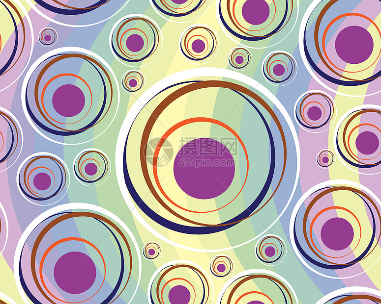 抽象的无缝背景色彩织物纺织品漩涡圆圈墙纸包装插图装饰品螺旋图片