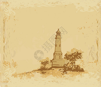 从一个小海滩上看见的灯塔导航波浪港口石头海洋航行日落海岸线旅行涂鸦图片
