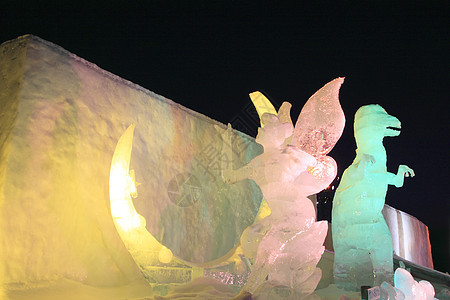 日本日积雪节雕像白色季节雪花水晶雕刻雪祭图片