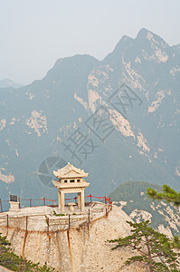 圣山华尚东峰的石塔Haushan旅游建筑岩石建筑学旅行悬崖爬坡宗教首脑石头图片