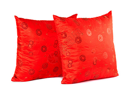 2个红色装饰性枕头床单军号织物房间珠子亮片拉链奇思妙想花冠卧室图片