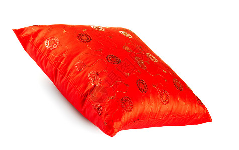 带有型样的红装饰枕头床单拉链风格装饰品串珠纺织品材料织物卧室军号图片