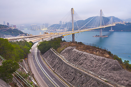 香港日落时廷九桥图片