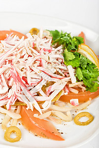 螃蟹肉沙拉美食洋葱盘子海鲜午餐茴香甲壳柠檬蟹肉食物图片