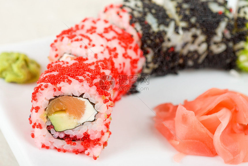 寿司卷鱼子文化叶子盒子午餐寿司芝麻面条美味鳗鱼图片
