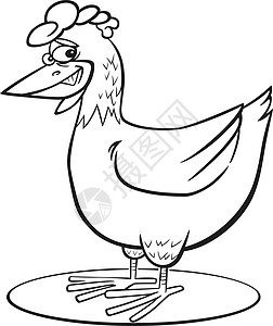 卡通鸡鸡颜色页面卡通片家禽染色农场尾巴白色鸡冠公鸡母鸡艺术图片