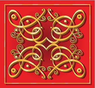 装饰性东方元素卷曲金子漩涡装饰品织物艺术曲线插图装饰叶子图片