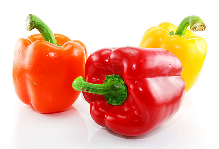 三个彩色辣椒隔离沙拉蔬菜胡椒厨房烹饪植物美食水果食物红辣椒图片