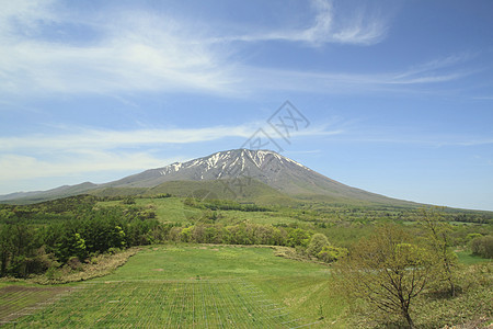 伊瓦特山和蓝天绿色天空草地蓝色季节场地阳光太阳草原图片