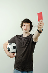 红卡足球手指衬衫卡片法官裁判运动游戏黑色图片