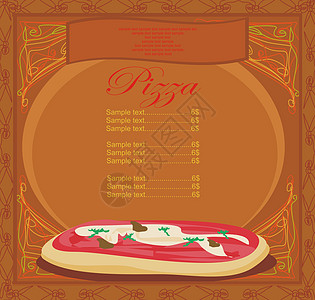 Pizza 菜单模板盘子食物办公室插图烹饪茶点商业卡片框架身份图片