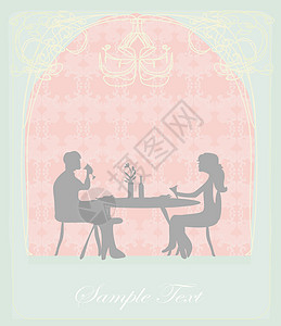 年轻夫妇调情和喝香槟婚礼女士夫妻男性瓶子桌子干杯插图男人咖啡店图片