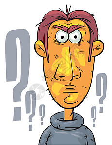 直面的生意人男人表情问号漫画绘画插图商务人士鼻子图片
